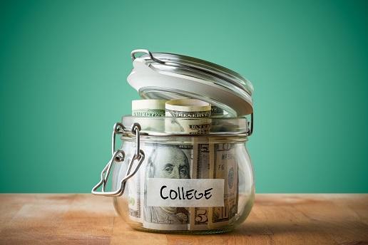 Jar with money for college